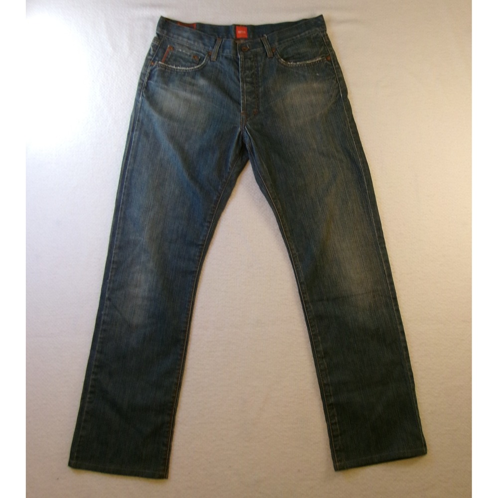 Hugo Boss HB 25 Orange Label Jeans Men 34x31 Blue Straight Leg Denim Button Fly